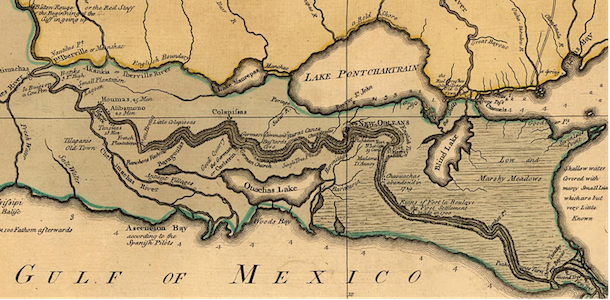 1765 map of Southern Louisiana